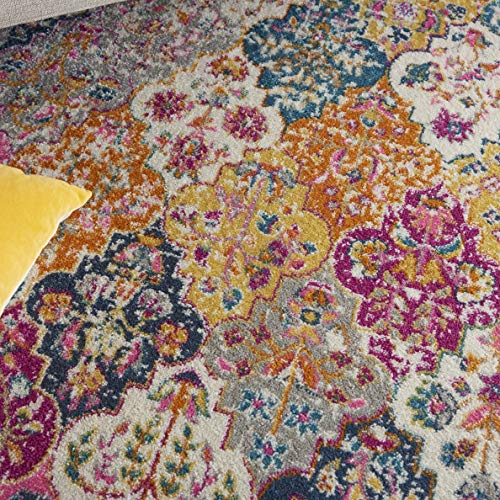 Nourison Passion Bohemian Multicolor 5'3" x 7'3" Area -Rug, Easy -Cleaning, Non Shedding, Bed Room, Living Room, Dining Room, Kitchen (5x7)