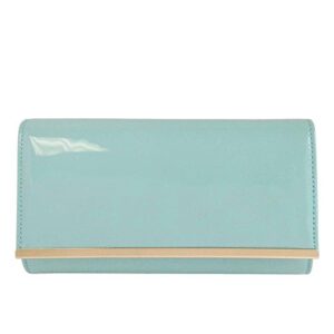 jnb faux patent leather glossy candy clutch, mint