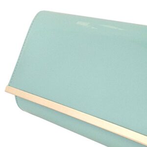 JNB Faux Patent Leather Glossy Candy Clutch, Mint