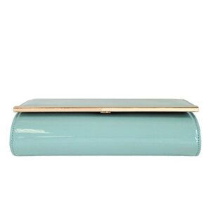 JNB Faux Patent Leather Glossy Candy Clutch, Mint