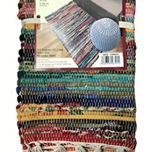 About Home Handwoven Multicolored Rag Rug for Living Room, Kitchen Floor 20"x 32"