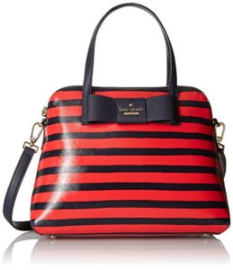 kate spade new york julia street stripe maise satchel bag, rich navy/cherry liqueur, one size