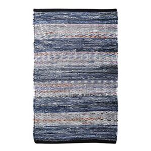 100% cotton rag rug 24×36 – multicolor denim chindi rug – hand woven & reversible for living room kitchen entryway rug – multi color