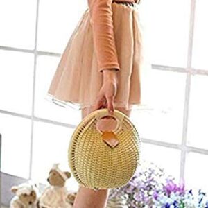 Puedo Women Shell Shape Straw Bag Rattan Woven Beach Handbags Summer Straw Tote Bag (White)