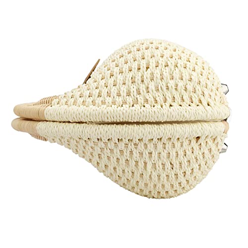 Puedo Women Shell Shape Straw Bag Rattan Woven Beach Handbags Summer Straw Tote Bag (White)