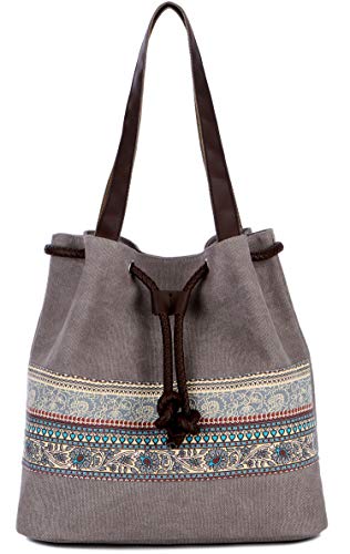 ArcEnCiel Canvas Tote Bag for Women Shoulder Purse Beach Handbags Work School Travel Shopping Pack (Gray)