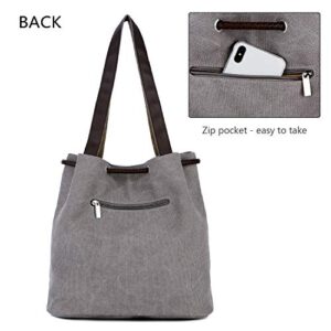 ArcEnCiel Canvas Tote Bag for Women Shoulder Purse Beach Handbags Work School Travel Shopping Pack (Gray)