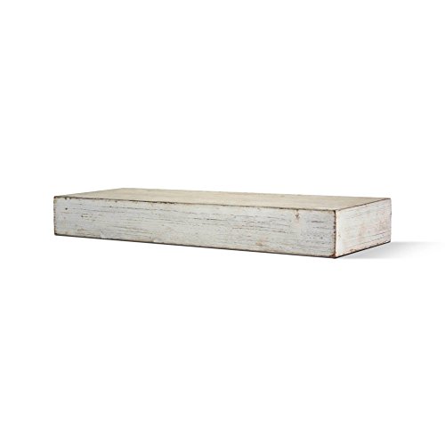 American Art Décor Rustic Whitewashed Wood Floating Wall Shelf Vintage Farmhouse Decor - Small