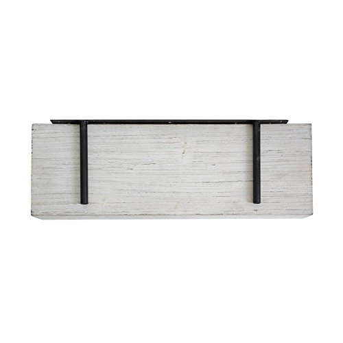 American Art Décor Rustic Whitewashed Wood Floating Wall Shelf Vintage Farmhouse Decor - Small