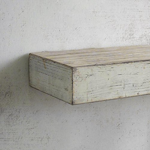 American Art Décor Rustic Whitewashed Wood Floating Wall Shelf Vintage Farmhouse Decor - Small