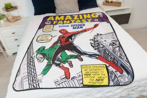 Marvel Spider-Man Amazing Fantasy No. 15 Fleece Throw Blanket | Official Marvel Spider-Man Collectible Blanket | Measures 60 x 45 Inches