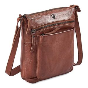 Cochoa Women's Real Leather Small Triple Zip Crossbody Bags Purse Travel Bag
