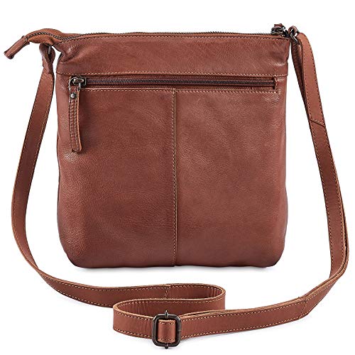 Cochoa Women's Real Leather Small Triple Zip Crossbody Bags Purse Travel Bag