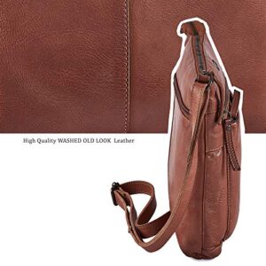 Cochoa Women's Real Leather Small Triple Zip Crossbody Bags Purse Travel Bag