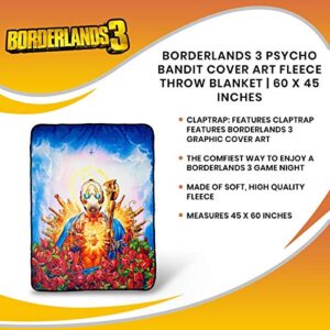 JUST FUNKY Borderlands 3 Psycho Bandit Cover Art Fleece Throw Blanket | Official Borderlands Large Collectible Blanket | 60 x 45 Inches