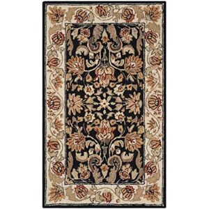 safavieh easy care collection 2′ x 3′ black/ivory ezc101b hand-hooked oriental accent rug