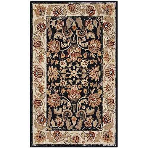 SAFAVIEH Easy Care Collection 2' x 3' Black/Ivory EZC101B Hand-Hooked Oriental Accent Rug