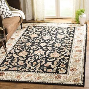 SAFAVIEH Easy Care Collection 2' x 3' Black/Ivory EZC101B Hand-Hooked Oriental Accent Rug