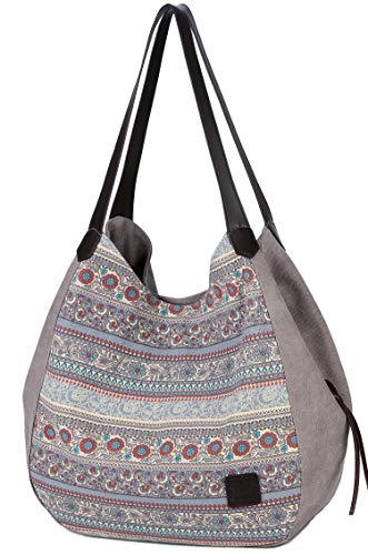 ArcEnCiel Women's Canvas Handbag Shoulder Bags Totes Purses (Gray)