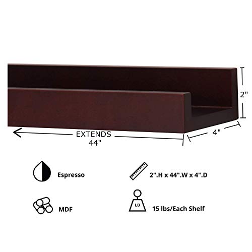 Kiera Grace Modern Floating-Shelves, Set of 2, Espresso