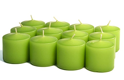 Unscented No Fragrance Lime Green Votive Candles for Wedding/Dinner, Holiday Event, Home Decoration, 10 Hour, 1.5 in. Diameter x 1.25 in. Tall, 12 per Box