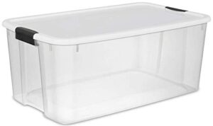 sterilite 116 quart and 66 quart multipurpose ultra storage tote box storage containers for home or office organization, clear, 4 pack and 6 pack