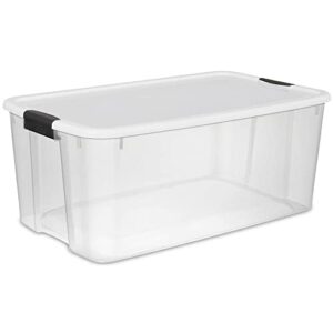 Sterilite 116 Quart and 66 Quart Multipurpose Ultra Storage Tote Box Storage Containers for Home or Office Organization, Clear, 4 Pack and 6 Pack