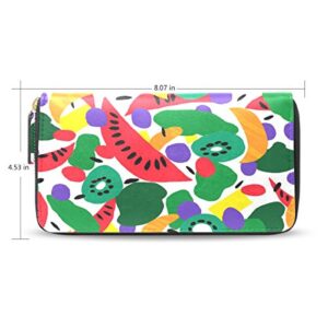 womens retro fruit pattern long wallet & purse case card holder