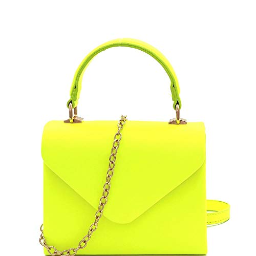 Small Top-Handle Mini Retro Box Flap Satchel Cross Body Neon Color