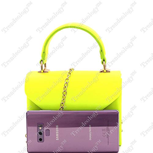 Small Top-Handle Mini Retro Box Flap Satchel Cross Body Neon Color