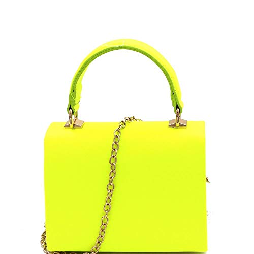 Small Top-Handle Mini Retro Box Flap Satchel Cross Body Neon Color