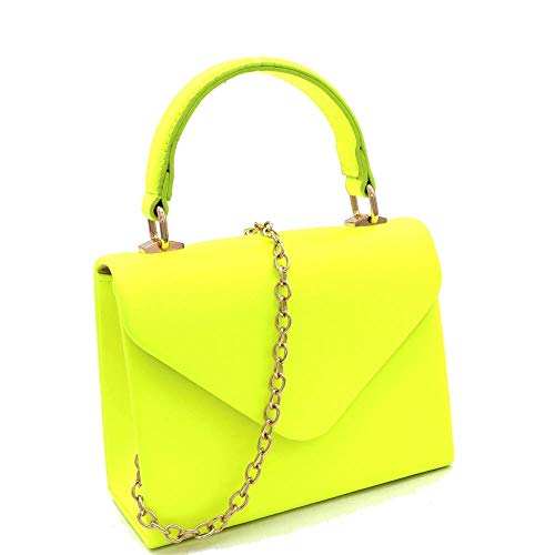 Small Top-Handle Mini Retro Box Flap Satchel Cross Body Neon Color