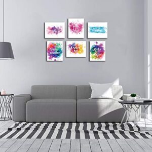 Inspirational Wall Art Quotes Poster- Home Office Giclee Print Kitchen Living Room Decoration Kids Teens Bedroom Decor Motivational Painting Artwork 6 Piece Unframed Canvas Sayings Positive Phrase