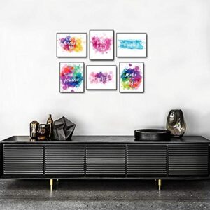 Inspirational Wall Art Quotes Poster- Home Office Giclee Print Kitchen Living Room Decoration Kids Teens Bedroom Decor Motivational Painting Artwork 6 Piece Unframed Canvas Sayings Positive Phrase