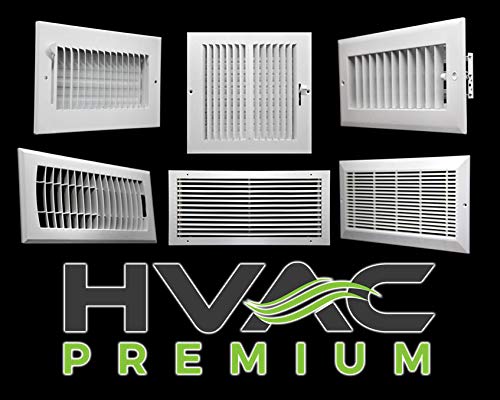 8"w X 8"h 4-Way Aluminum Curved Blade Adjustable Air Supply HVAC Diffuser - Full Control Vertical/Horizontal Airflow Direction - Vent Duct Cover [Outer Dimensions: 9.65"w X 9.65"h]