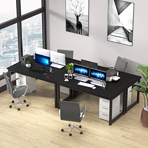 NSdirect 63" Large Computer Desk,Modern Simple Style PC Table Office Desk Wide Workstation for Study Writing,Gaming and Home Office,Extra 1" Thicker Wooden Tabletop and Black Metal Frame,Black