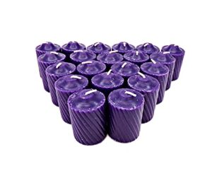 purple plumeria scented votive candles – 15 hour long burn time – textured finish – box of 20