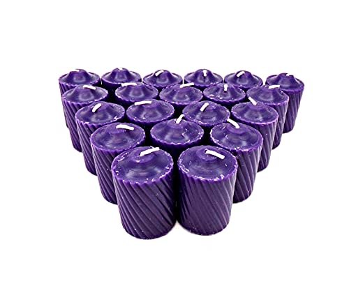 Purple Plumeria Scented Votive Candles - 15 Hour Long Burn Time - Textured Finish - Box of 20