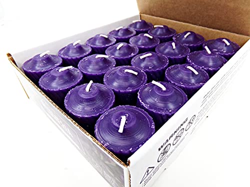 Purple Plumeria Scented Votive Candles - 15 Hour Long Burn Time - Textured Finish - Box of 20