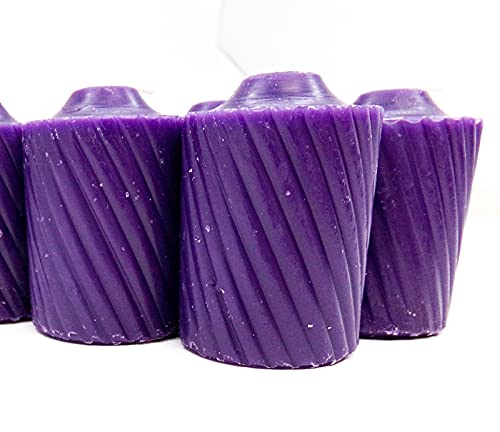 Purple Plumeria Scented Votive Candles - 15 Hour Long Burn Time - Textured Finish - Box of 20