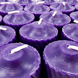 Purple Plumeria Scented Votive Candles - 15 Hour Long Burn Time - Textured Finish - Box of 20