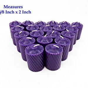 Purple Plumeria Scented Votive Candles - 15 Hour Long Burn Time - Textured Finish - Box of 20