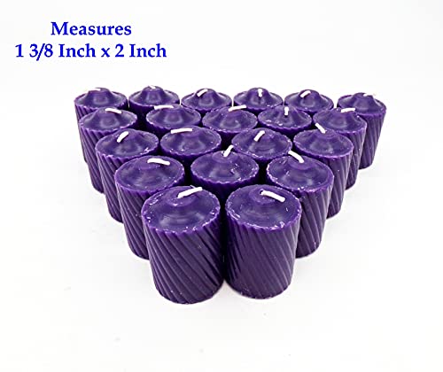 Purple Plumeria Scented Votive Candles - 15 Hour Long Burn Time - Textured Finish - Box of 20