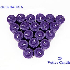 Purple Plumeria Scented Votive Candles - 15 Hour Long Burn Time - Textured Finish - Box of 20