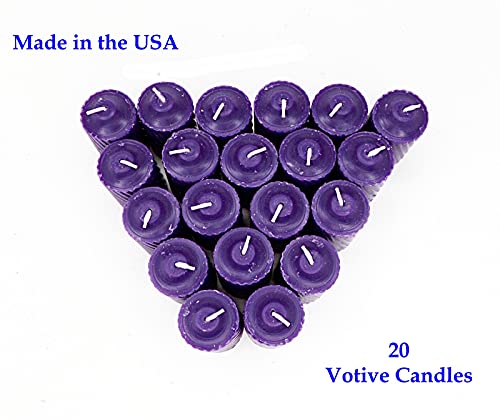 Purple Plumeria Scented Votive Candles - 15 Hour Long Burn Time - Textured Finish - Box of 20