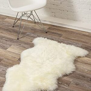 Natural Sheepskin Rug with Thick and Lush 2.5 Inch Pile | Hypoallergenic Sheep Fur Rug with Anti-Skid Back l Sheepskin Wool Area Rugs, Natural, 2 ft x 3 ft