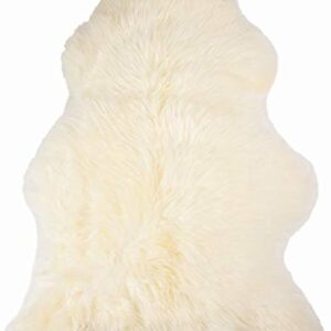 Natural Sheepskin Rug with Thick and Lush 2.5 Inch Pile | Hypoallergenic Sheep Fur Rug with Anti-Skid Back l Sheepskin Wool Area Rugs, Natural, 2 ft x 3 ft