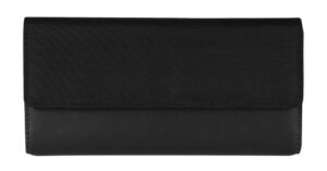 travelon safe id accent flap clutch wallet, black, one size