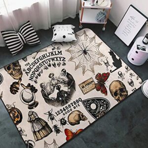 niyoung luxury modern thick soft vintage skull skeleton spider web witch board gothic area rug for living room bedroom playroom dormitory home decor non-slip carpet large floor mat (size 5 x 3 feet)