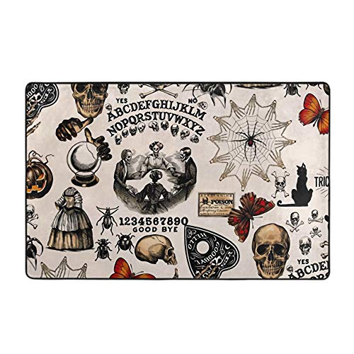 NiYoung Luxury Modern Thick Soft Vintage Skull Skeleton Spider Web Witch Board Gothic Area Rug for Living Room Bedroom Playroom Dormitory Home Decor Non-Slip Carpet Large Floor Mat (Size 5 x 3 Feet)